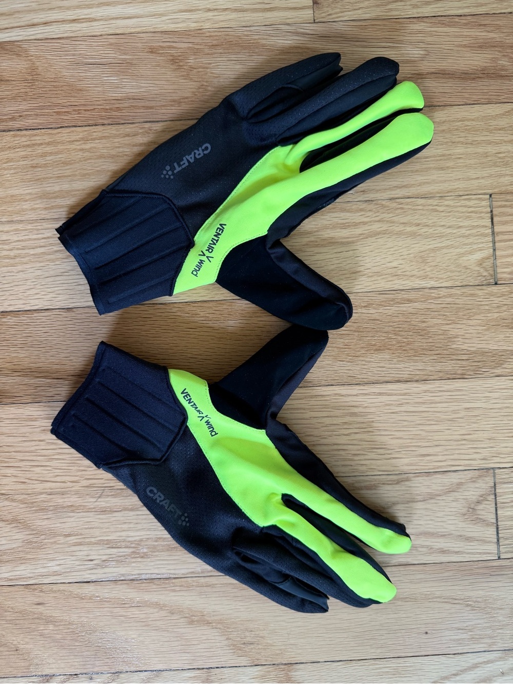 LIKE NEW: Craft Black + Yellow Biking-Cycling-Running Gloves (All Weather), S